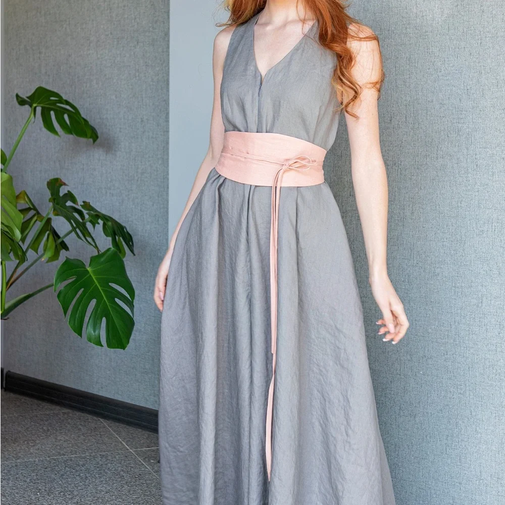 Visible Art Linen Sash Belt BLACK 100% Linen - Picture 1 of 6